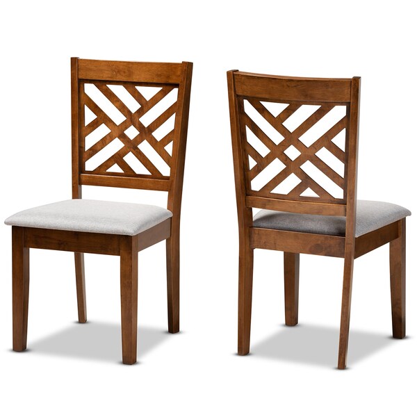 Baxton Studio Caron Modern and Contemporary Grey Fabric and Walnut Brown Finished Wood 2-Piece Dining Chair Set 177-10547-Zoro - main